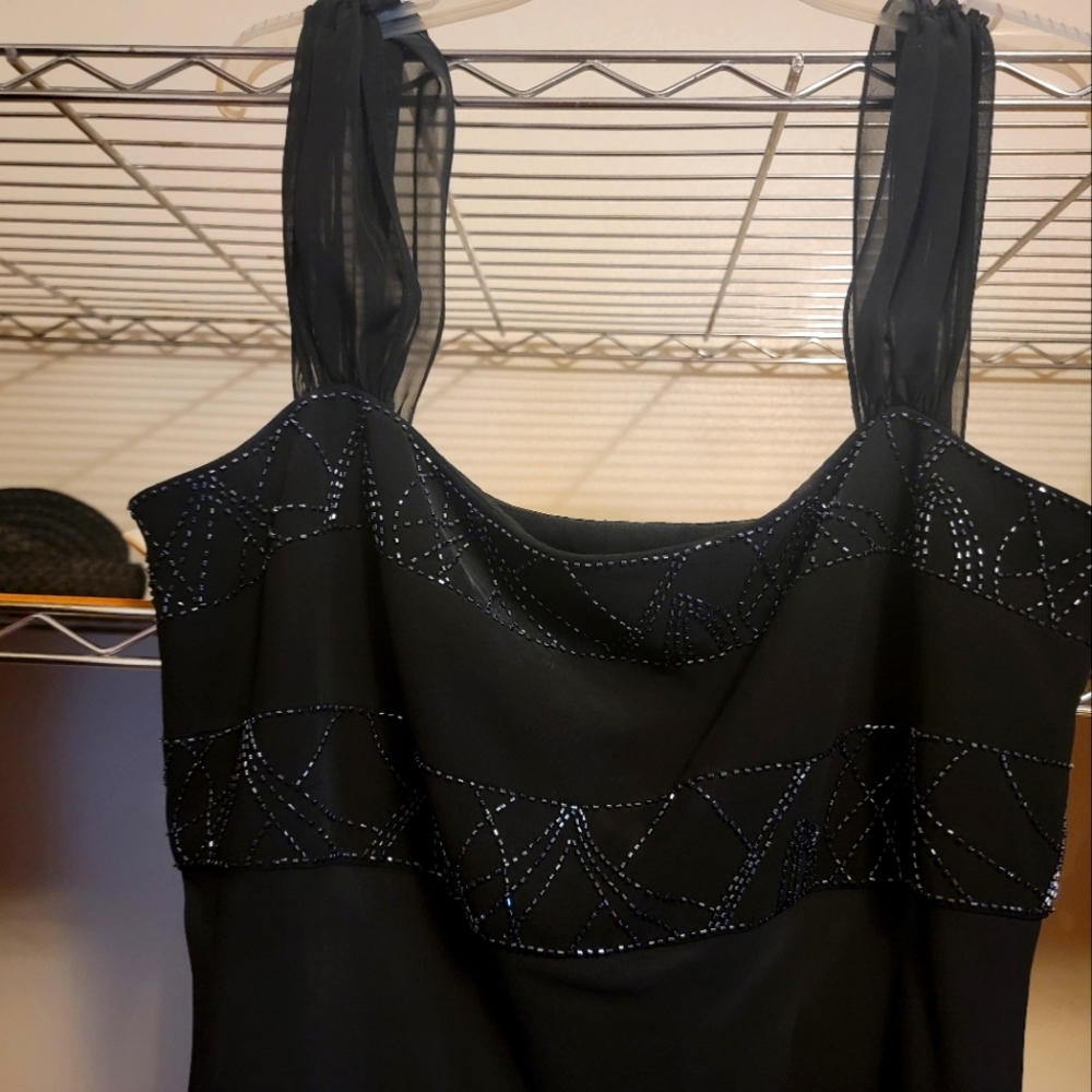 Black chiffon overlay beautiful dress.